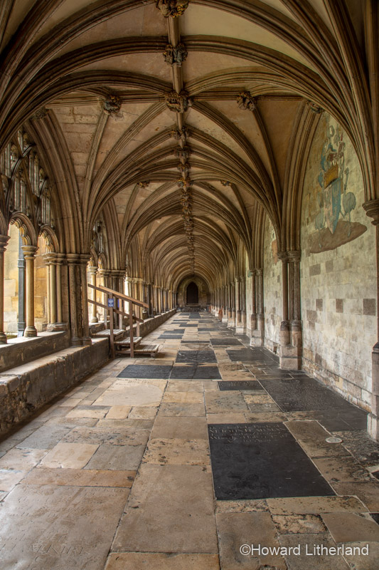 Covered cloisters in Norwich Cathedral, Norfolk, England