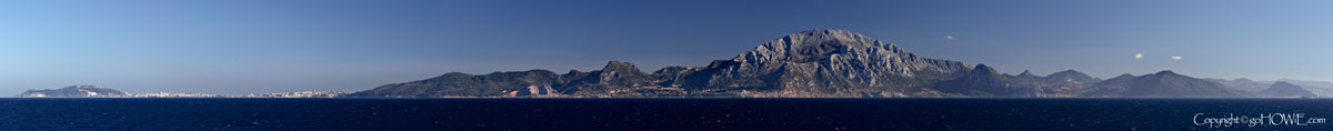 Panorama of the coast of Morocco from the Straits of Gibraltar