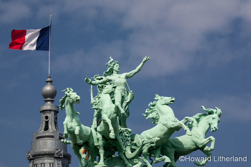Sculpture of horses on the Grand Palais, Paris, France