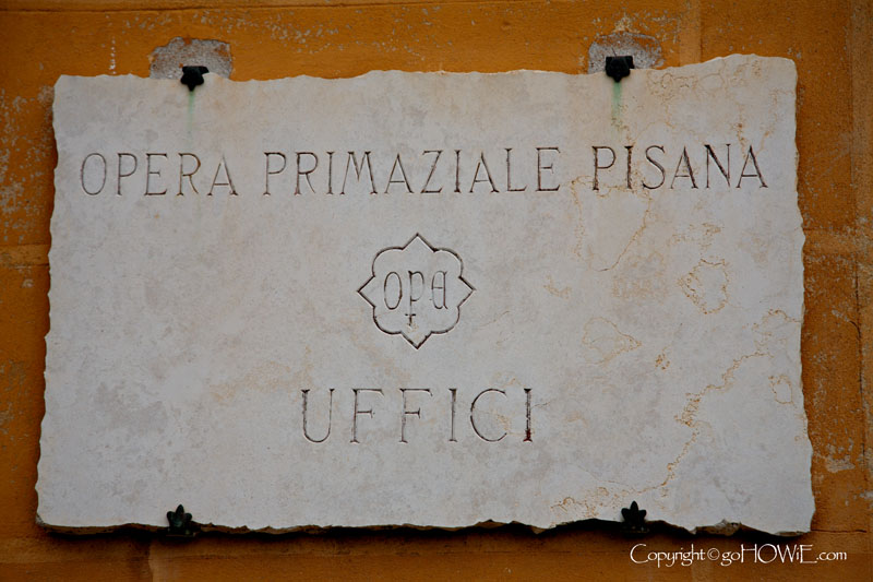 Stone sign for the Pisa Opera, Pisa, Italy