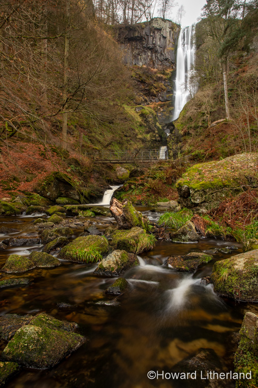 Pistyll Rhaeadr waterfall in winter, Powys, Wales
