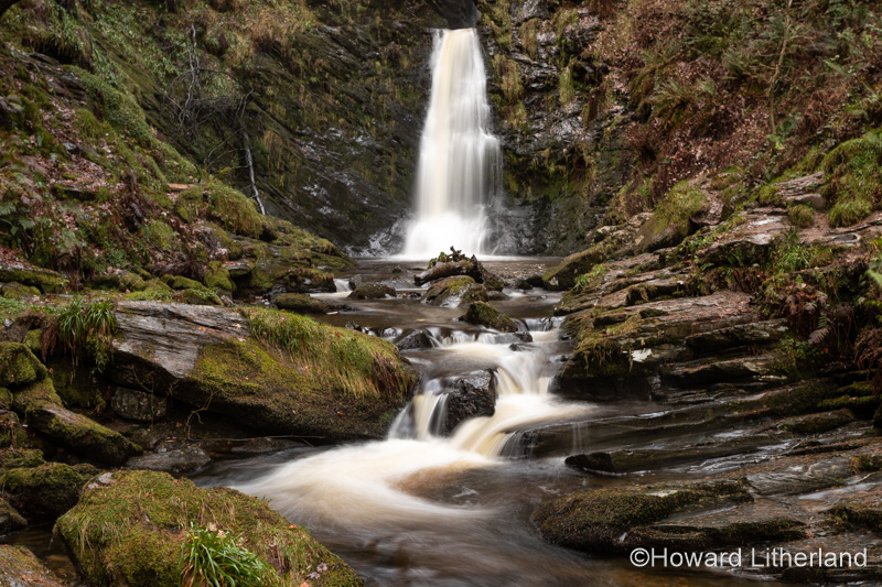 Pistyll Rhaeadr waterfall in winter, Powys, Wales