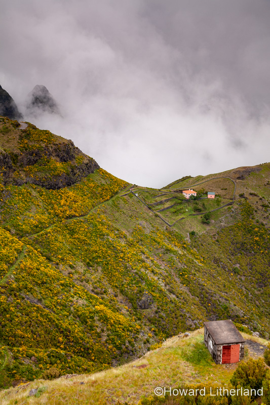 Isolated dwelling in the cloud covered mountains of Madeira, Portugal
