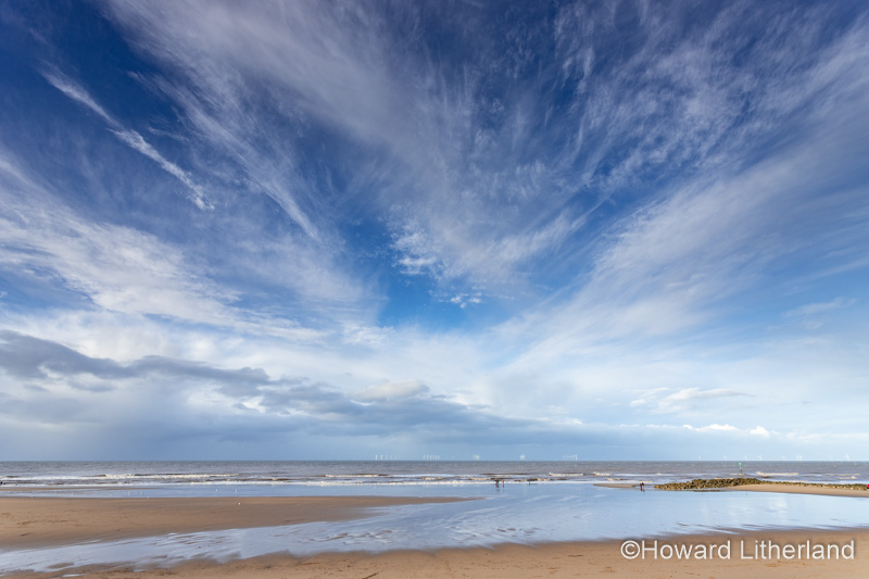 Cirrus clouds over Prestatyn Beach, North Wales coast