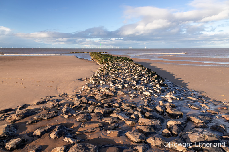 Breakwater and offshore turbines, Prestatyn Beach, North Wales