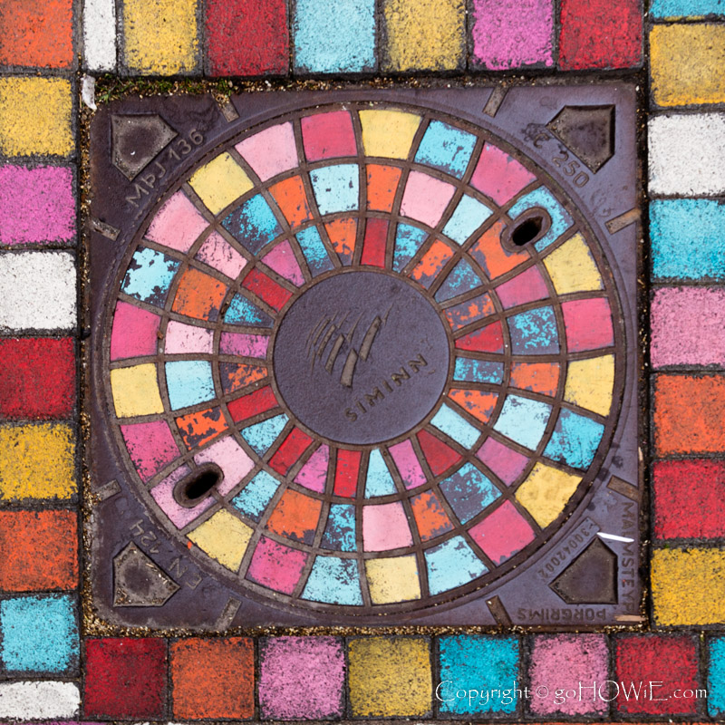 Colourful painted grid, Reykjavik, Iceland