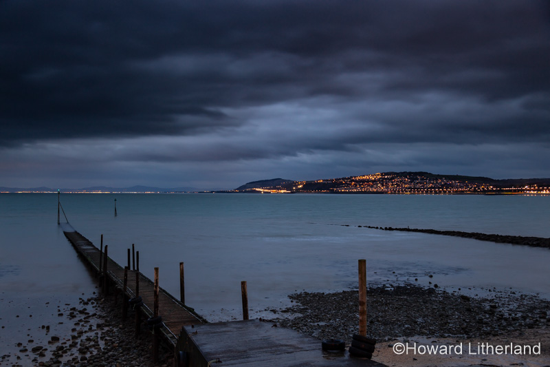 Jetty at Rhos-on-Sea at night on the North Wales coast