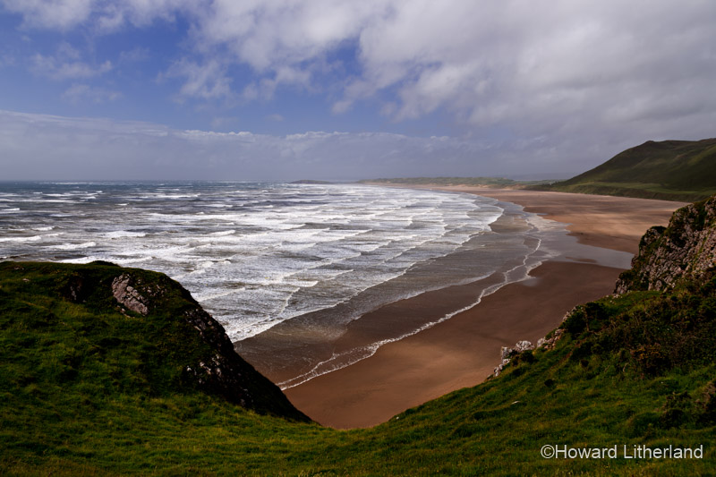 Photo overlooking Rhossili Beach, Gower Peninsula, South Wales coast