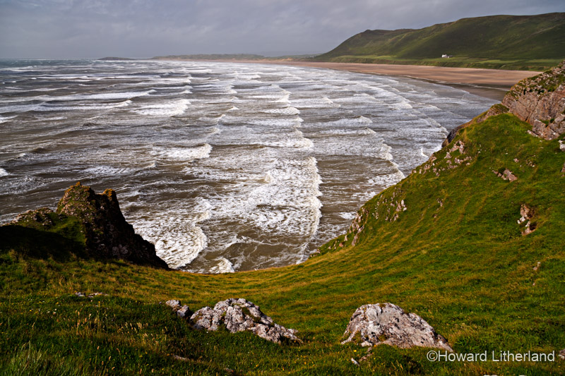 Photo overlooking Rhossili Bay, Gower Peninsula, South Wales coast