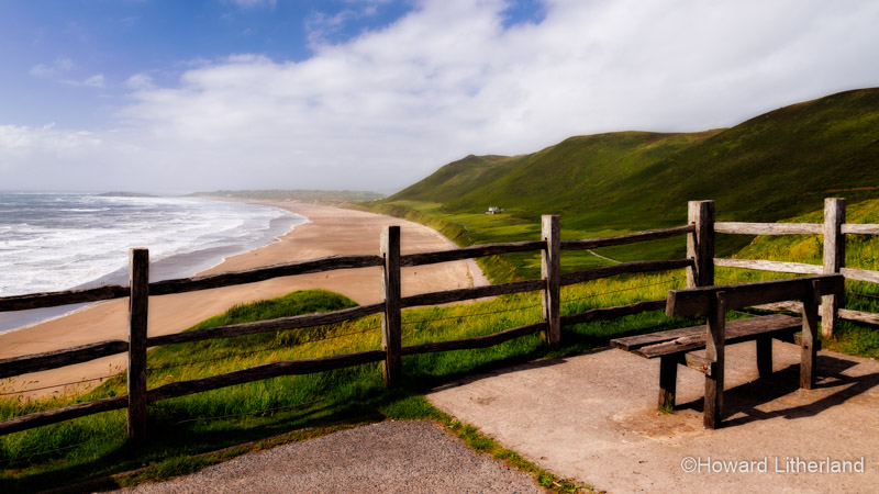 Photo overlooking Rhossili Beach, Gower Peninsula, South Wales coast