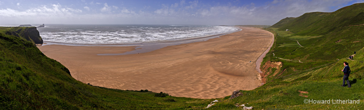 Panoramic image of the beach at Rhossili on the Gower Peninsula, South Wales