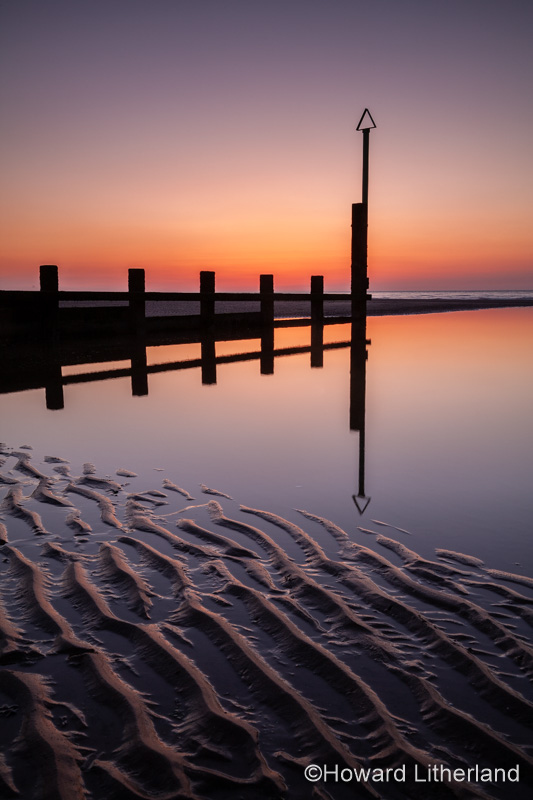 Rhyl beach at sunset on the North Wales coast