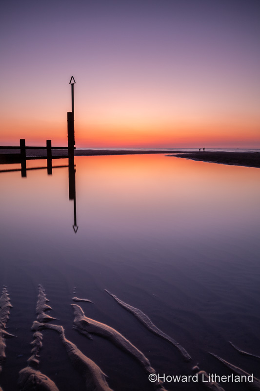Rhyl beach at sunset on the North Wales coast