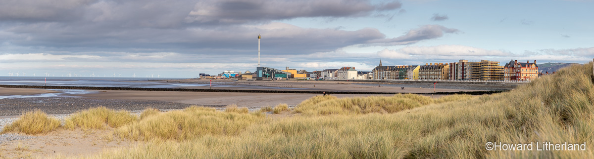 Panoramic view of Rhyl beach and seafront, North Wales