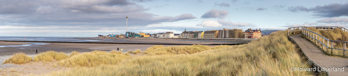 Panoramic view of Rhyl beach and seafront, North Wales