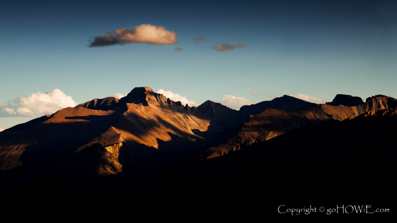 The peaks of the continental divide viewed from the highest point on the Trail Ridge Road in the Rocky Mountain National Park, Colorado, U.S.A.