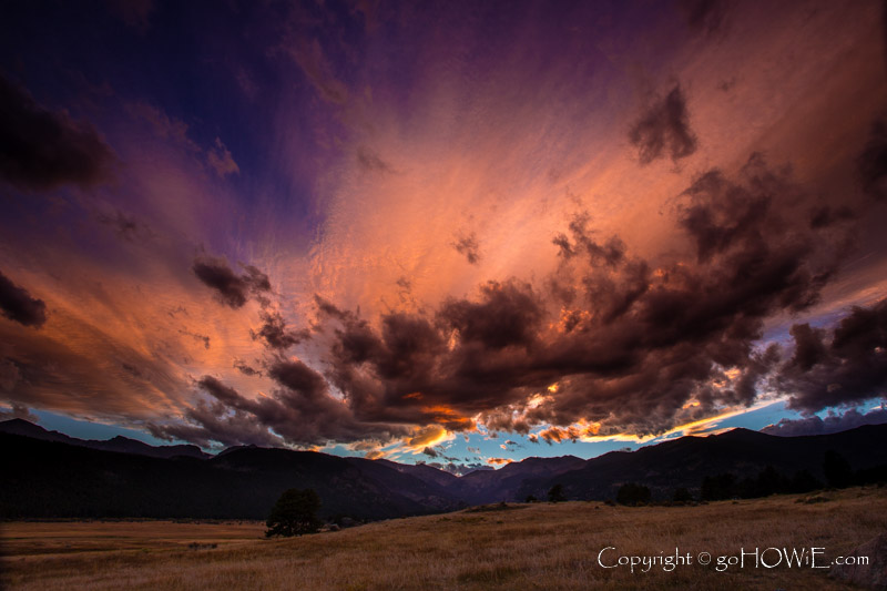 Sunset at Moraine Park in the Rocky Mountain National Park, Colorado, U.S.A.