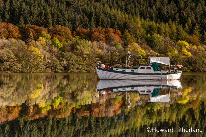 Boat on Loch Oich in the Great Glen in the highlands of Scotland