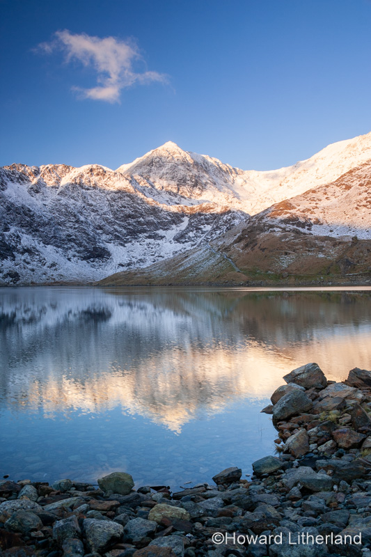 Snowdon mountain in snow, North Wales