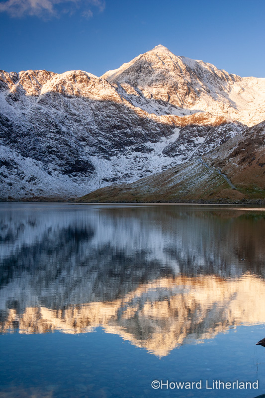 Snowdon mountain in snow, North Wales