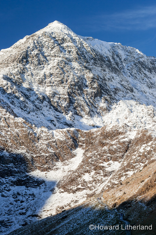 Snowdon mountain in snow, North Wales