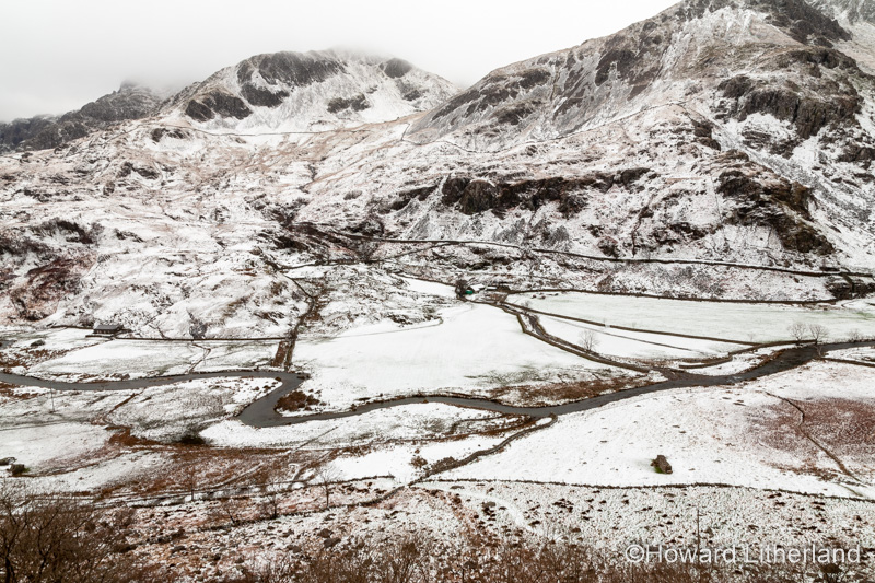 Winter snow at Nant Ffrancon, Snowdonia, North Wales