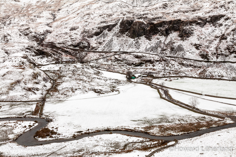 Winter snow at Nant Ffrancon, Snowdonia, North Wales