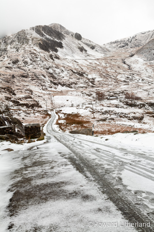 Winter snow at Nant Ffrancon, Snowdonia, North Wales