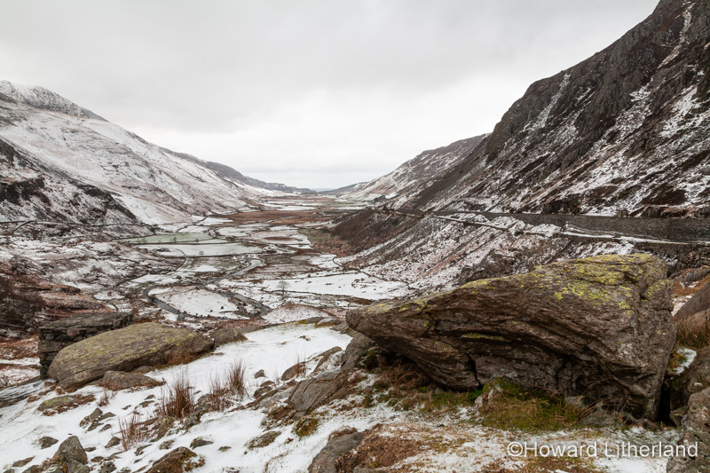 Winter snow at Nant Ffrancon, Snowdonia, North Wales