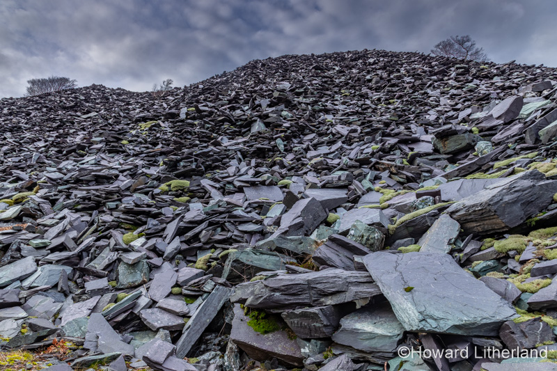 Slate quarry spoil heap, Snowdonia, North Wales