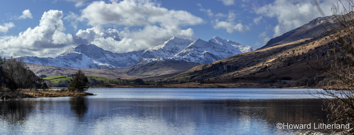 Snowdon mountain covered with snow, Snowdonia, North Wales