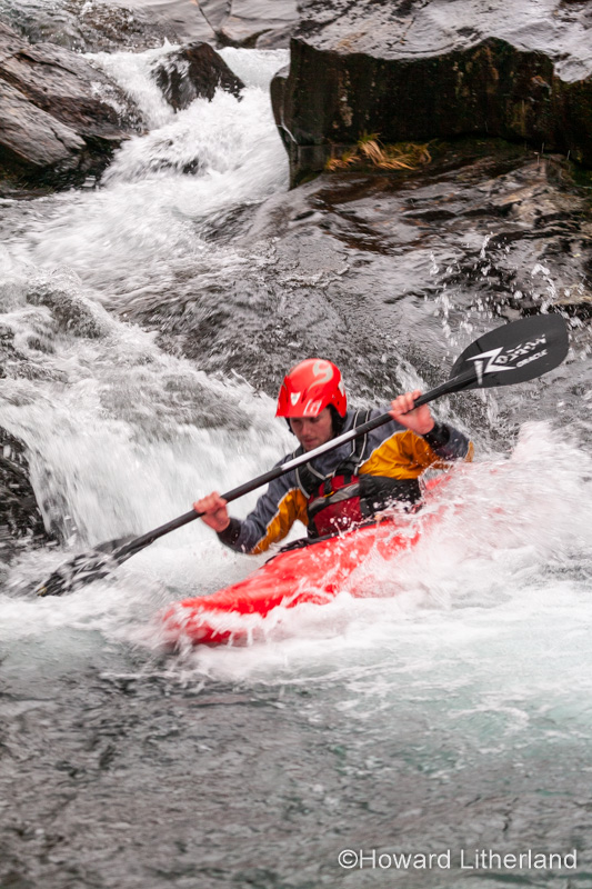 Canoeist in White Water, Snowdonia, North Wales