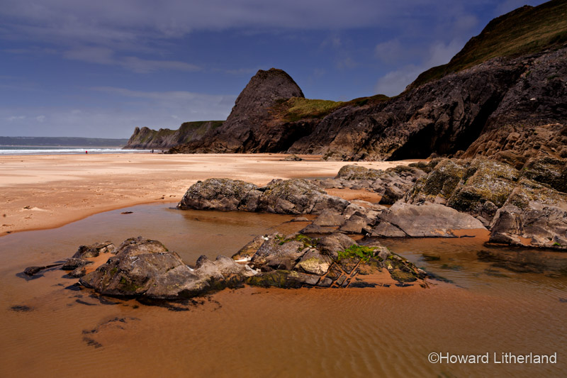 Beach and rocks at Three Cliffs Bay, Gower Peninsula, South Wales coast
