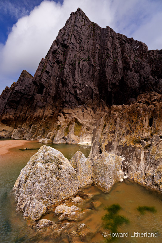 Rocks and cliffs at Three Cliffs Bay, Gower Peninsula, South Wales coast