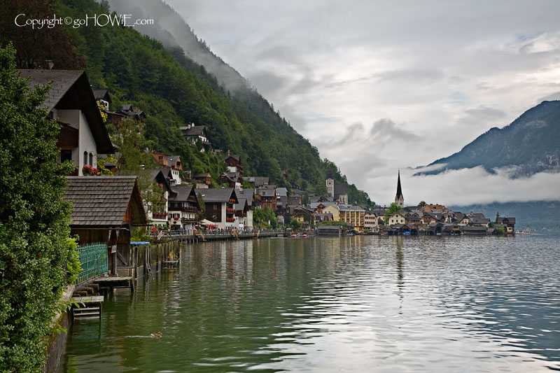 Town, lake and mountain, Hallstatt, Austria