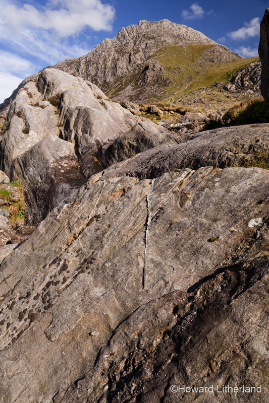 The summit of Tryfan with foreground rocks in the Snowdonia National Park, North Wales