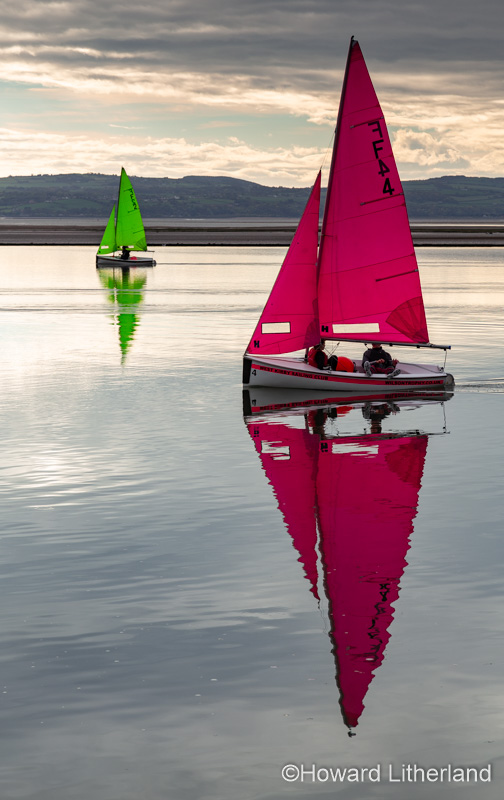 Dinghies sailing on the Marine Lake at West Kirby, Wirral, England