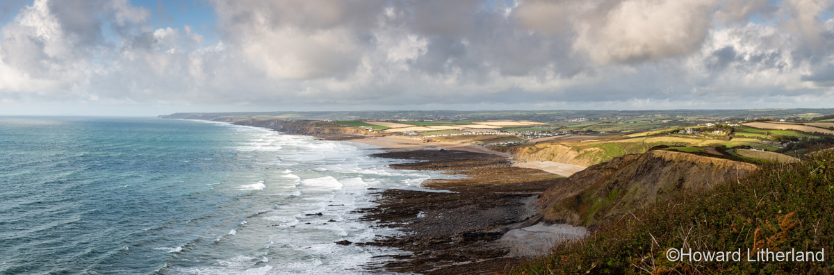Atlantic coastline of Cornwall, England at Widemouth Bay