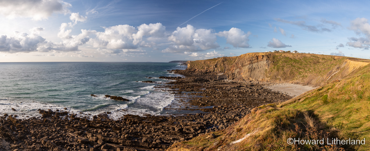 Atlantic coastline of Cornwall, England at Widemouth Bay