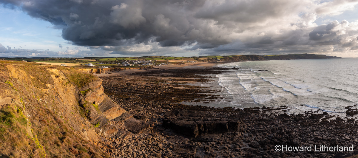 Atlantic coastline of Cornwall, England at Widemouth Bay